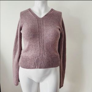 Vintage cable knit vneck purple sweater